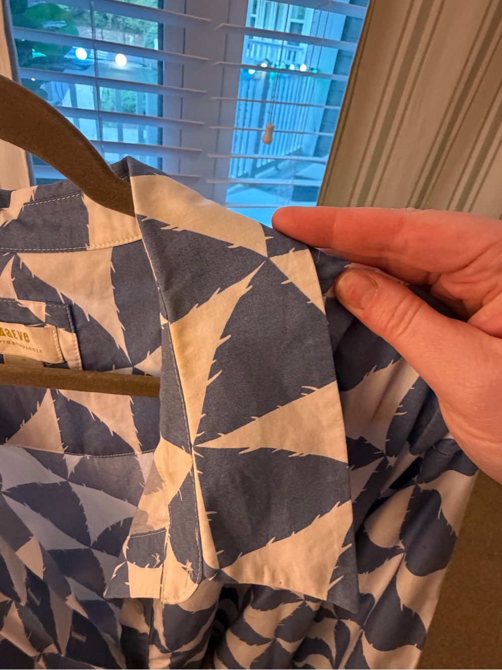 Anthropologie Blue and White Geometric Midi Dress - Picture 2 of 3